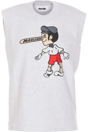 MAGLIANO Top, Herre, Grå, S, Grafisk Print Ærmeløs Crew Neck T-shirt
