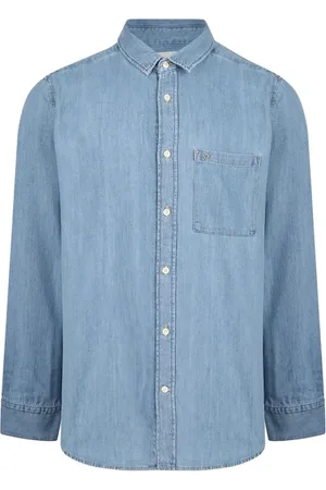 Calvin Klein Skjorte, Herre, Blå, S, Denim, Blå Klassisk Knappet Skjorte