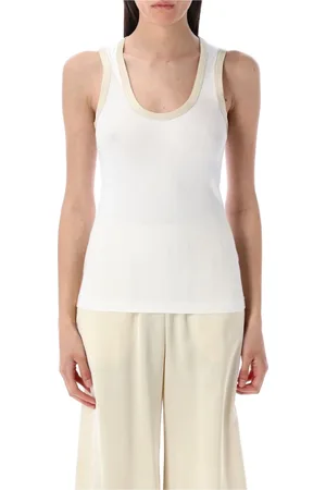 Fabiana Filippi Top, Dame, Hvid, XS, Bomuld, Hvid Rib Tank Top Ærmeløs