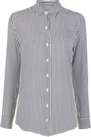 Equipment Bluser & Skjorter, Dame, Sort, XL, Silke Stribe Klassisk Skjorte