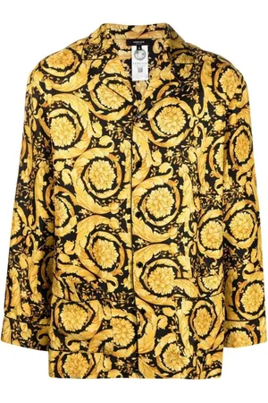 VERSACE Skjorte, Herre, Flerfarvet, 4XL, Barok Print Silke Sweater