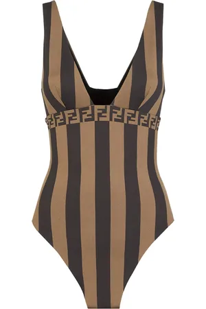 Fendi Badetøj, Dame, Brun, XS, Ikonisk Pequin Stribe Badedragt Brun