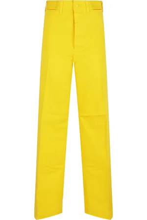 Ralph Lauren Bukser, Dame, Gul, XS, Uld, Flade front fuld længde bukser