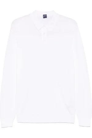 FEDELI Top, Herre, Hvid, L, Bomuld, Hvid Button-Up Sweater