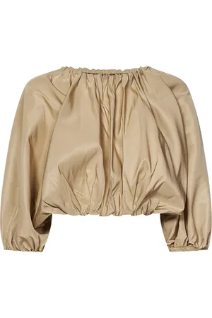 Nº21 Bluser & Skjorter, Dame, , L, Taffeta Crop Top Puff Sleeves