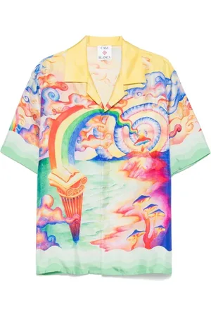 Casablanca Skjorte, Herre, Flerfarvet, L, Lemon Yellow Camp Collar Shirt