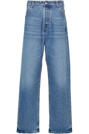 Jacquemus Jeans, Herre, Blå, W33, Denim, Stonewashed Denim Wide Leg Jeans