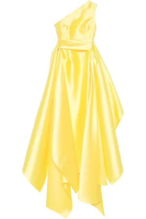 Solace Kjole, Dame, Gul, XS, Uld, Gul Satin One-Shoulder Kjole