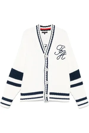 Tommy Hilfiger Strik, Herre, Hvid, M, Uld, Ecru Ribbet V-hals Sweater