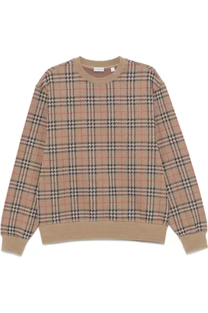 Burberry Strik, Herre, Brun, S, Uld, Broderet Logo Crew Neck Sweater