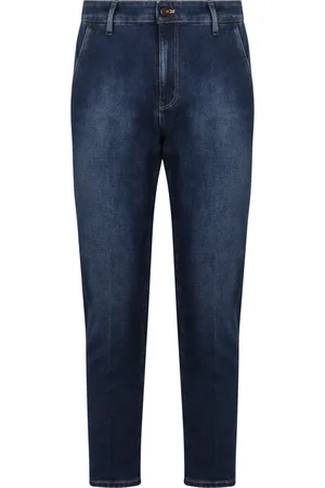 PT Torino Jeans, Herre, Blå, W34, Bomuld, Slim Fit Jeans med Baglogo