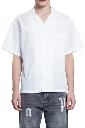Palm Angels Skjorte, Herre, Hvid, S, Uld, Kurvet Logo Klassisk Skjorte Hvid