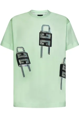 Givenchy Top, Herre, Grøn, S, Bomuld, Grøn 4G Hængelås Print T-shirt til Mænd