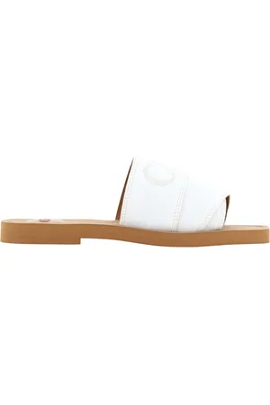 Chloé Sko, Dame, Hvid, 37 EU, Bomuld, Elegant hvid bomuldsslide sandaler