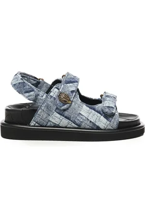 Kurt Geiger Sko, Dame, Blå, 36 EU, Denim, Denim Sandaler med Messing Ørne Charme