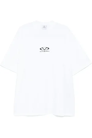 Vetements Top, Herre, Hvid, M, Bomuld, Hvid Logo Print Crew Neck T-shirt
