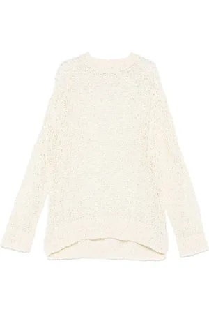 Jil Sander Strik, Herre, , M, Uld, Ecru Crew Neck Sweater