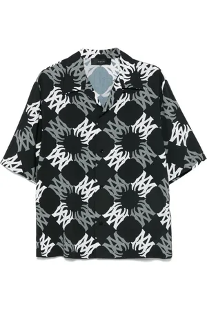 AMIRI Skjorte, Herre, Sort, L, Camp Collar Kortærmet Skjorte