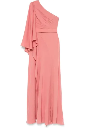 Elie saab Kjole, Dame, Lyserød, XS, Pudderrosa Draperet Kjole med Slids