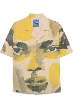 KIDSUPER STUDIOS Skjorte, Herre, Flerfarvet, 2XL, Beige Knappet Skjorte til Børn