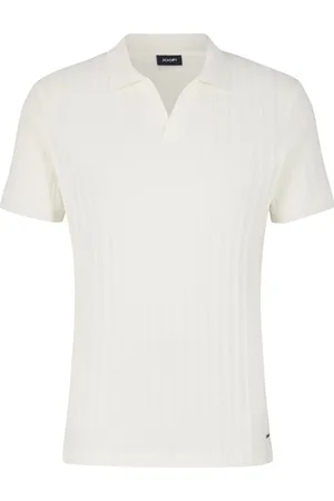 JOOP! Top, Herre, Hvid, L, Bomuld, Creme Vertikal Struktur Polo Skjorte