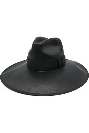 Alexander McQueen Tilbehør, Dame, Sort, M, Sort bredskygget hat med bånd