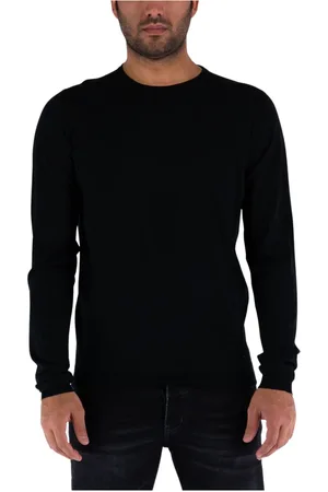GOES BOTANICAL Sweathshirts & Hoodies, Herre, Sort, 5XL, Uld, Ensfarvet Crewneck Sweater