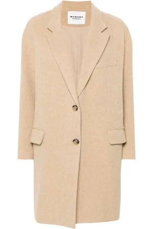 Isabel Marant Frakke, Dame, Brun, S, Uld, Beige Uldblanding Herringbone Frakke