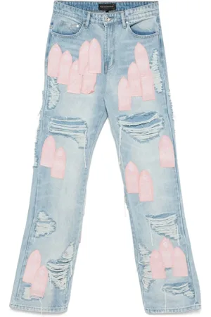 Who Decides War Jeans, Herre, Blå, W36, Himmelblå Klassiske Jeans med Logo Patch