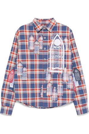 Who Decides War Skjorte, Herre, Flerfarvet, XL, Navy Blue Skjorte med Patch Detalje