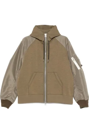 SACAI Sweathshirts & Hoodies, Herre, Grøn, M, Olivengrøn Hættetrøje med Lynlås