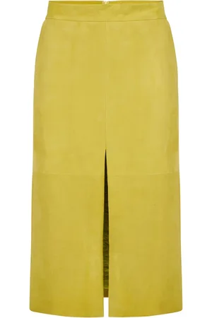 Iceberg Nederdel, Dame, Gul, M, Suede, Lime Suede Blyant Nederdel med Frontslids