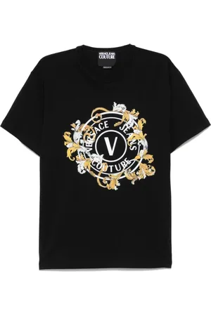 VERSACE Top, Herre, Sort, XL, Sort Crew Neck Kortærmet T-shirt
