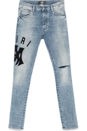 AMIRI Jeans, Herre, Blå, W33, Bomuld, Indigo Blå Klassiske Jeans med Knappelukning