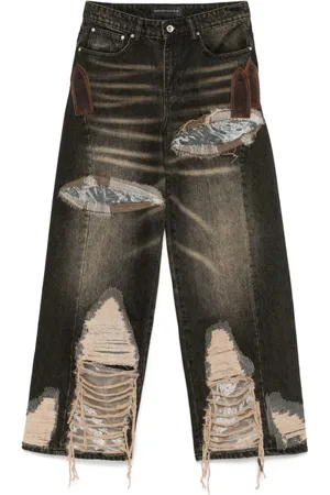 Who Decides War Jeans, Dame, Sort, W26, Revnet Kastanjebrun Klassiske Jeans