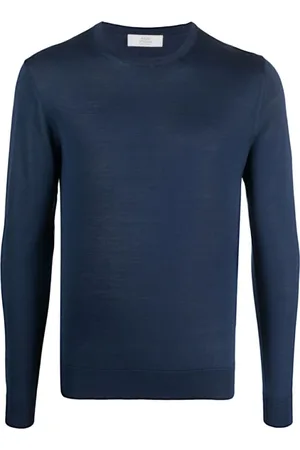 Mauro Ottaviani Top, Herre, Blå, 4XL, Silke Rund-Hals T-Shirt