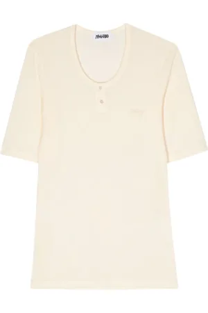 MAGLIANO Top, Herre, , M, Uld, Gul Ribbet U-Hals T-Shirt