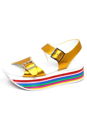 Hogan Sko, Dame, Gul, 37 1/2 EU, Gul kile sandal med spænde detalje