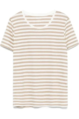 Majestic Top, Dame, , S, Ecru Rund Hals T-shirt Korte Ærmer