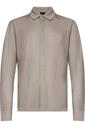 BRIONI Top, Herre, , M, Cashmere, Jacquard Stribet Cashmere Silke Skjorte