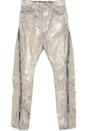 Rick Owens Jeans, Herre, Gul, W32, Uld, Guld-tone knap fly jeans med lynlås