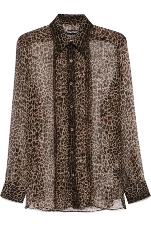 Tom Ford Skjorte, Herre, Brun, L, Animalier Brun Skjorte