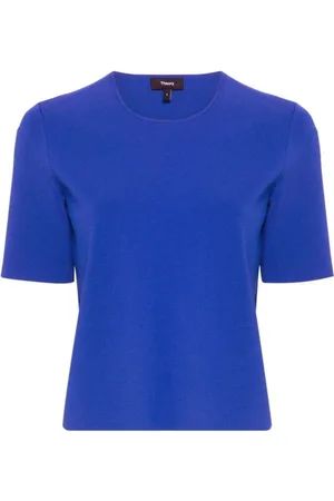 THEORY Top, Dame, Blå, XS, Uld, Elektrisk Blå Scuba T-Shirt