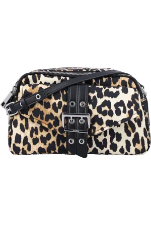 Ganni Taske, Dame, Flerfarvet, ONE SIZE, Uld, Leopard Kamerataske med Justerbar Strop