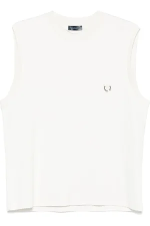 MUGLER Top, Herre, Hvid, M, Bomuld, Crew Neck Ærmeløs Top