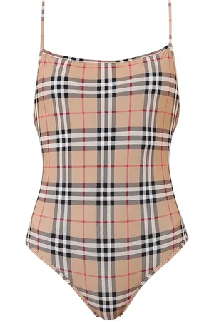 Burberry Badetøj, Dame, Flerfarvet, XS, Uld, Beige Havetøj med Aftagelig Polstring