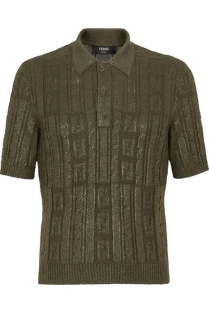 Fendi Top, Herre, Grøn, M, Uld, Grønne Polos Klassisk Stil Italien Uld