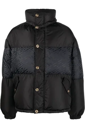 VERSACE Jakke, Herre, Sort, M, Uld, Sort La Greca Puffer Jakke