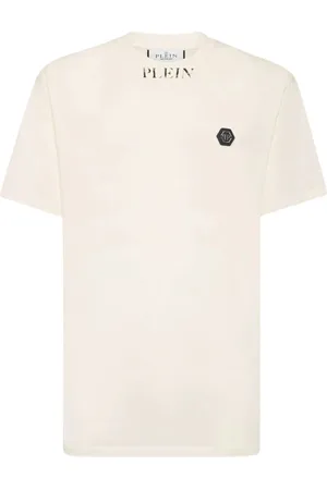 Philipp Plein Top, Herre, Hvid, XL, Uld, Stilfuld T-shirt Mtk8252 Pjy002N