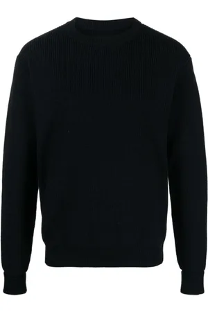 Jil Sander Strik, Herre, Blå, L, Uld, Midnatsblå Uldstriktrøje